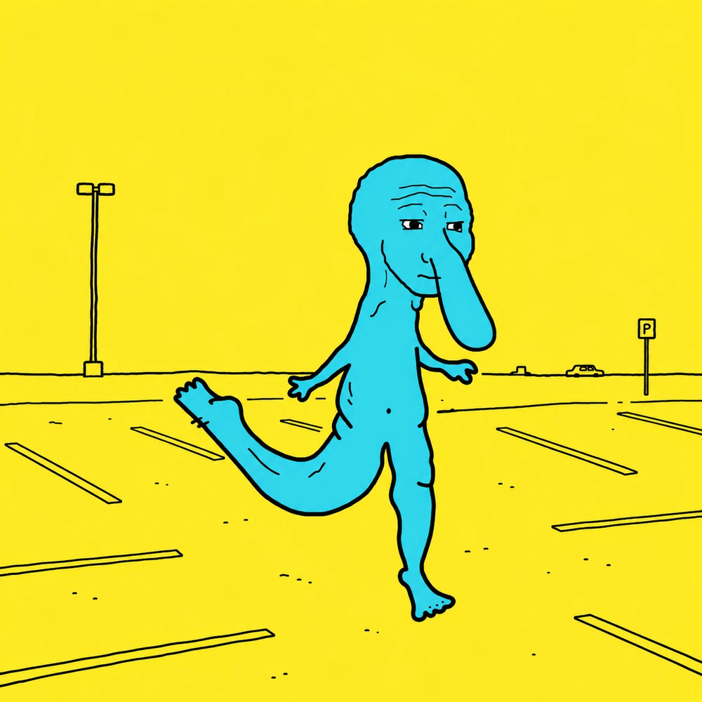 SPIRITJAK walking through an empty parking lot